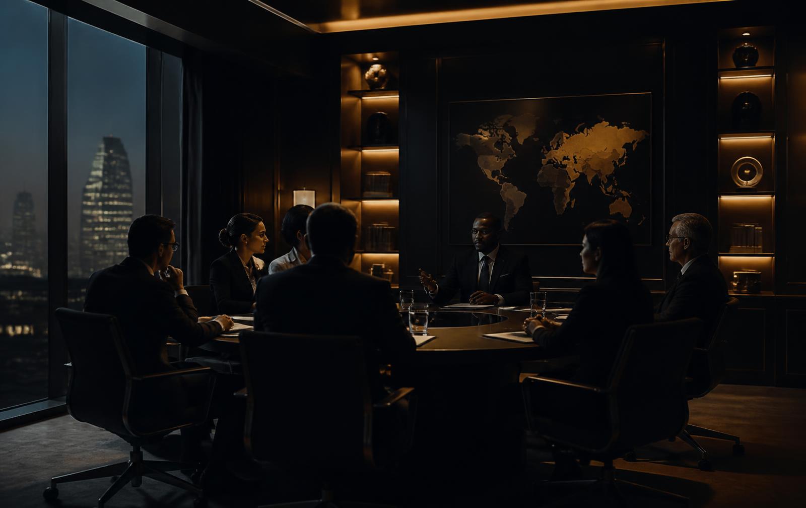 Business discussion in an international boardroom